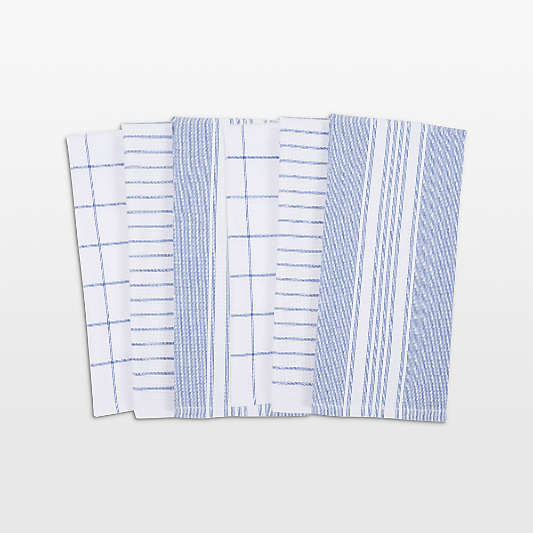 Monaco Dutch Blue Cotton Terry Kitchen Towel, Set of 6