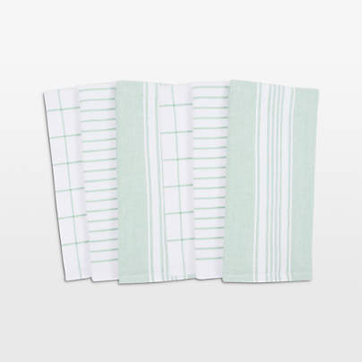 Monaco Mineral Green Cotton Terry Kitchen Towel, Set of 6