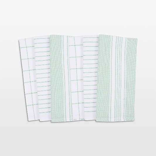 Monaco Mineral Green Cotton Terry Kitchen Towel, Set of 6
