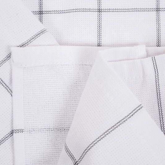 Monaco Frost Grey Cotton Terry Kitchen Towels, Set of 6