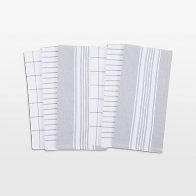 View Monaco Frost Grey Cotton Terry Kitchen Towels, Set of 6 details