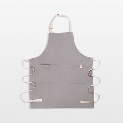 View Monaco Frost Grey Cotton Slub Apron details