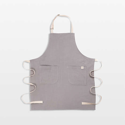Monaco Frost Grey Cotton Slub Apron