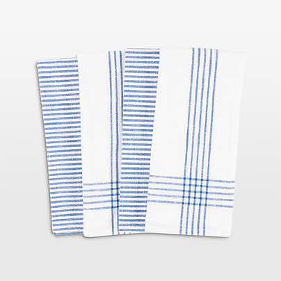 Monaco Dutch Blue Cotton Slub Kitchen Towel, Set of 4