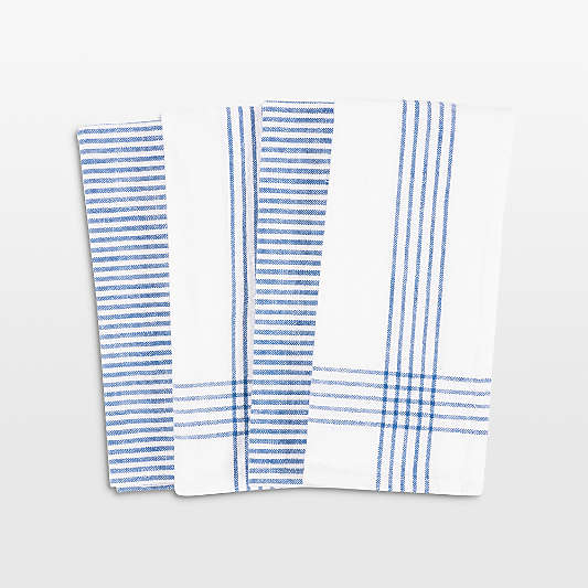 Monaco Dutch Blue Cotton Slub Kitchen Towel, Set of 4