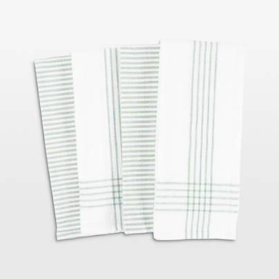 Monaco Mineral Green Cotton Slub Kitchen Towel, Set of 4