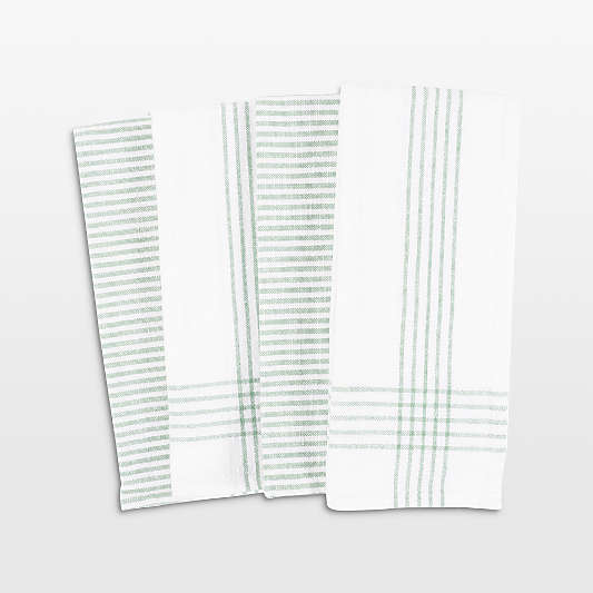 Monaco Mineral Green Cotton Slub Kitchen Towel, Set of 4