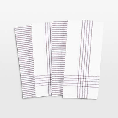 Monaco Frost Grey Cotton Slub Kitchen Towel, Set of 4