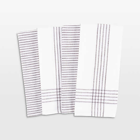 Monaco Frost Grey Cotton Slub Kitchen Towel, Set of 4