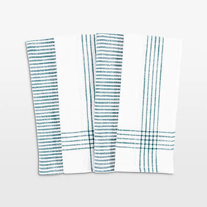 Monaco Teal Cotton Slub Kitchen Towel, Set of 4