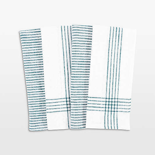 Monaco Teal Cotton Slub Kitchen Towel, Set of 4