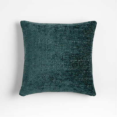 Monarch Chenille 18x18 Cool Pine Green Throw Pillow with Down