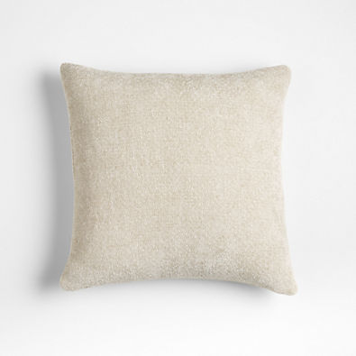 View Monarch Chenille 18"x18" Ivory Throw Pillow with Down-Alternative Insert details