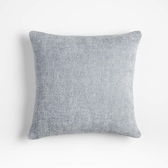 Monarch Chenille 18x18 Denim Blue Throw Pillow with Feather Insert