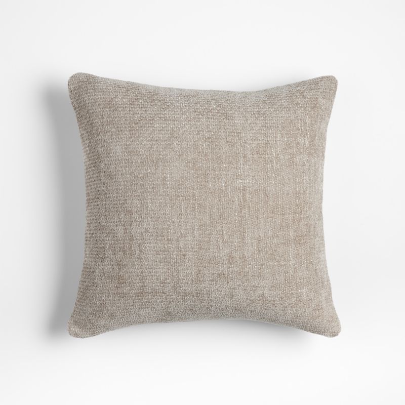 Hexa Mercury Taupe Velour Throw Pillow 18x18