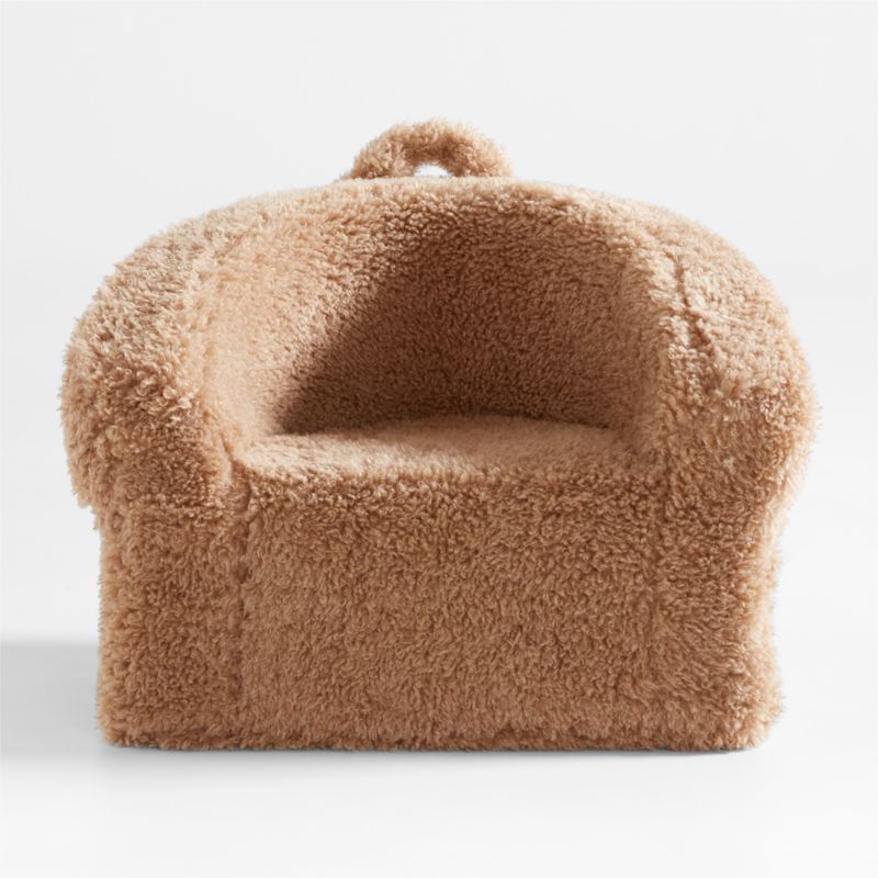 Large Sesame Brown Mongolian Faux Fur Kids Lounge Barrel Chair Cover