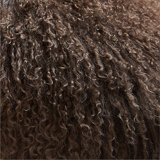 Deep Brown Mongolian Sheepskin 20"x20" Throw Pillow