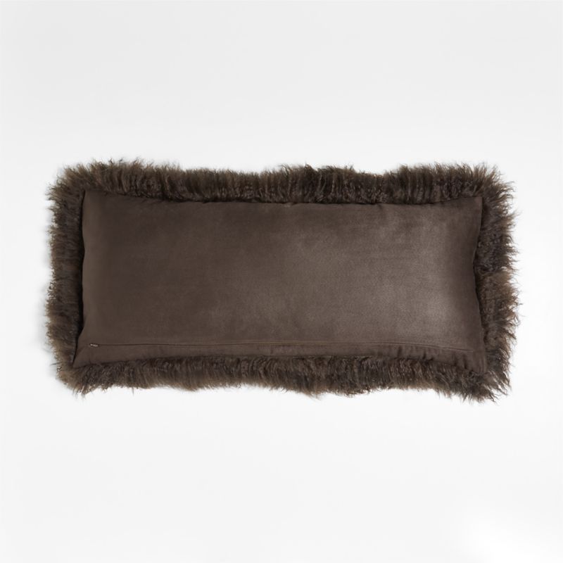 Deep Brown Mongolian Sheepskin 36''x16'' Throw Pillow with Feather Insert - image 6 of 8