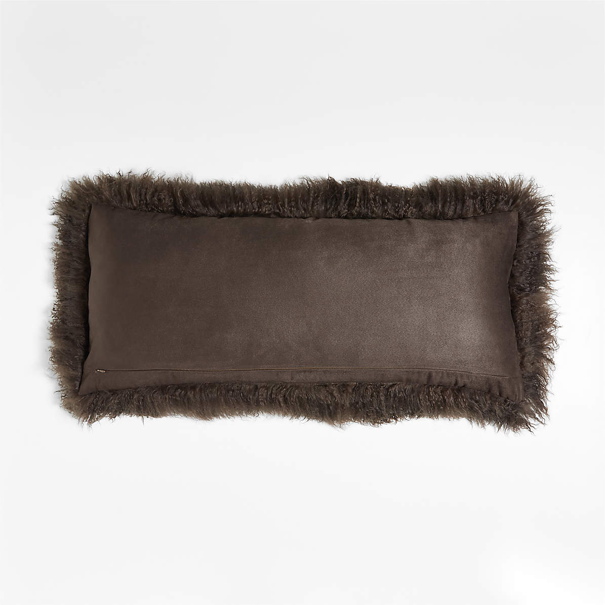 Expo Int'l Mongolian Sheep Fur Throw Pillow 16 inchx16 inch, Brown