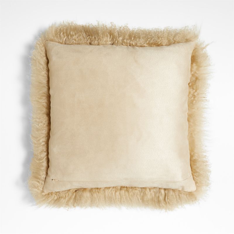 Rye Brown Mongolian Sheepskin 20"x20" Throw Pillow with Feather Insert - image 5 of 8