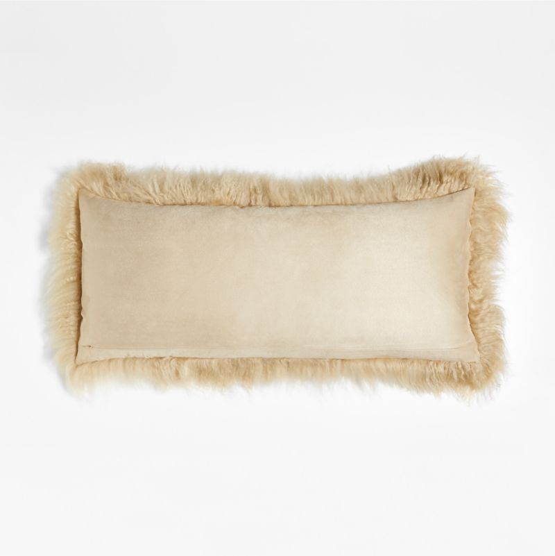 Rye Brown Mongolian Sheepskin 36''x16'' Throw Pillow with Feather Insert - image 5 of 8