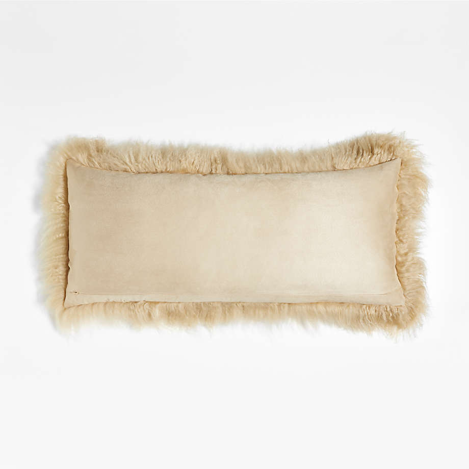 Expo Int'l Mongolian Sheep Fur Throw Pillow 16 inchx16 inch, Brown