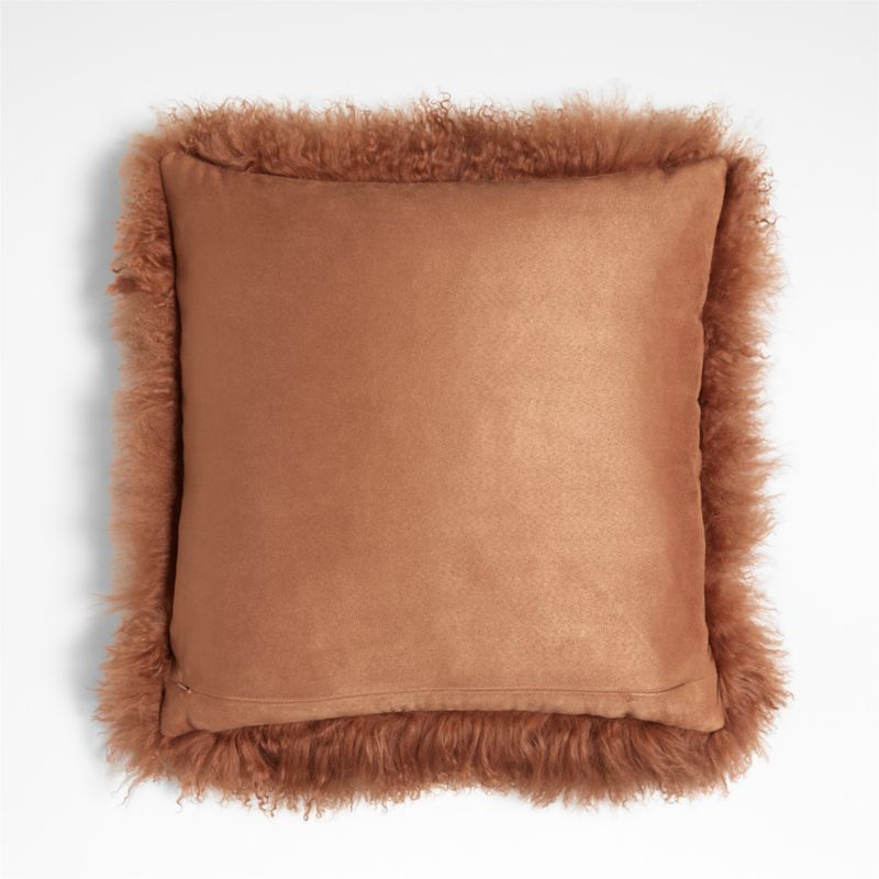 Spiced Orange Mongolian Sheepskin 20"x20" Throw Pillow with Feather Insert - image 6 of 8