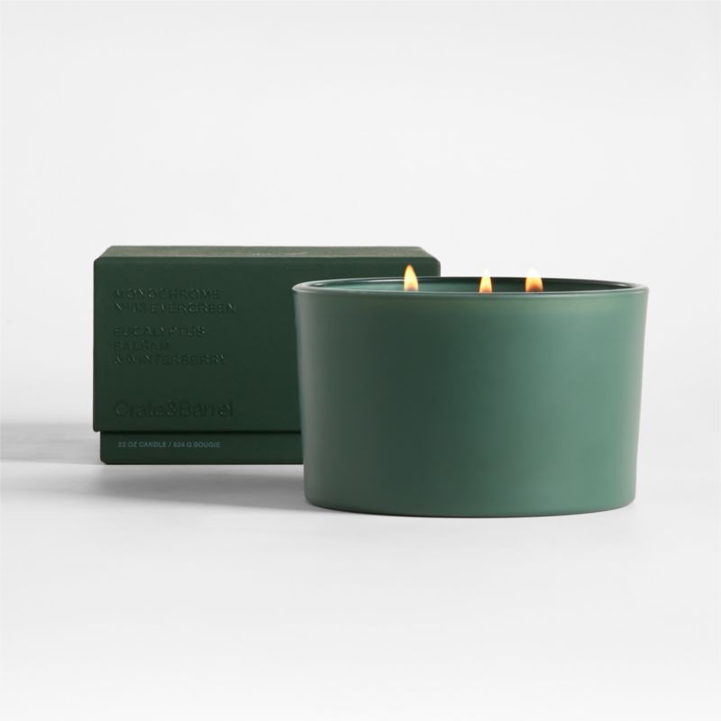 Monochrome No. 03 Evergreen 3-Wick Scented Candle - Eucalyptus, Balsam and Winterberry - image 1 of 7