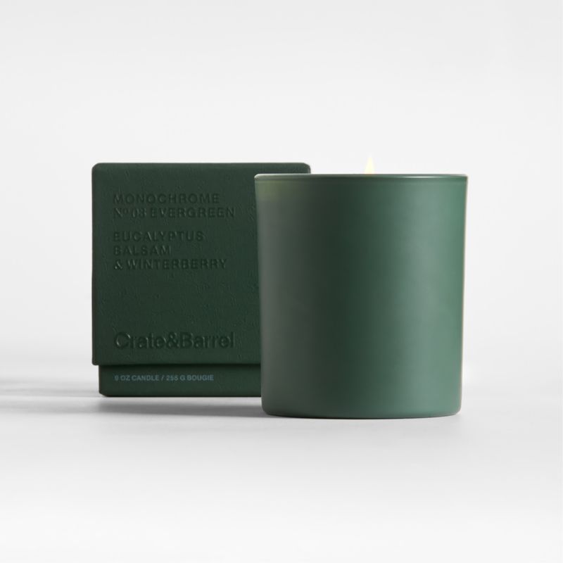 Monochrome No. 03 Evergreen 1-Wick Scented Candle - Eucalyptus, Balsam and Winterberry - image 1 of 11