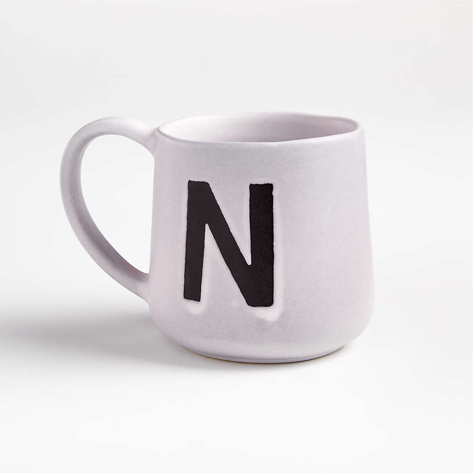 "N" Monogrammed Mug + Reviews Crate & Barrel