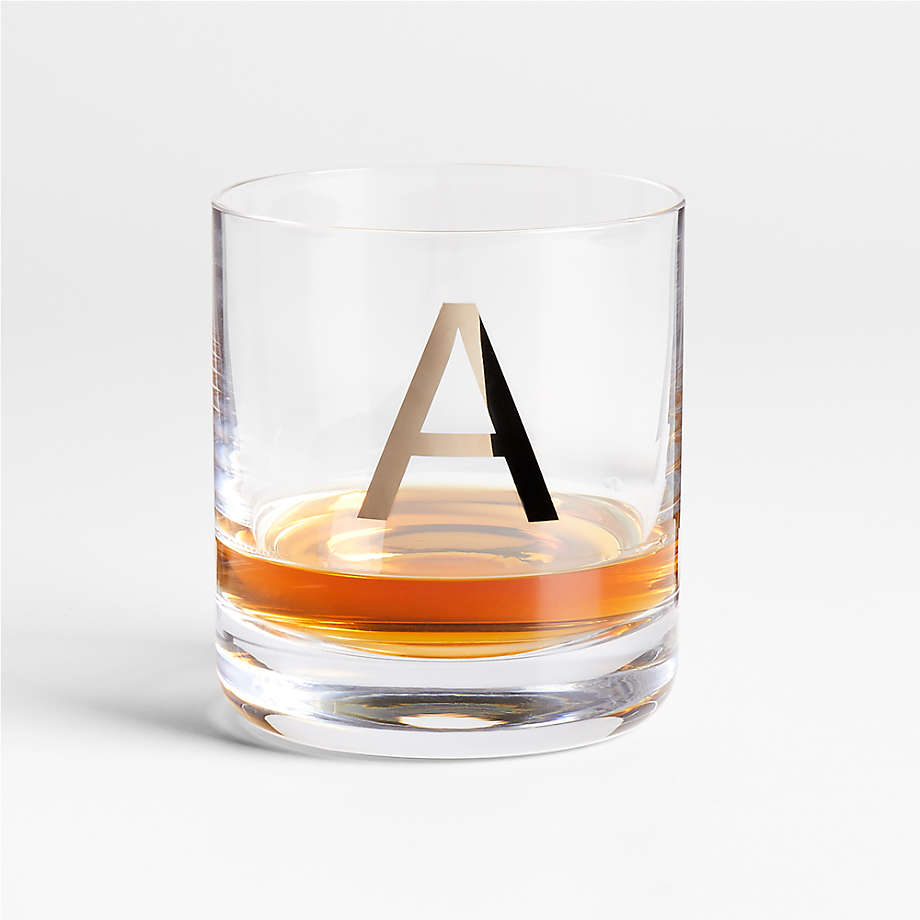 "A" Monogrammed Double OldFashioned Glass + Reviews Crate & Barrel