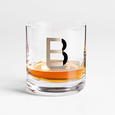 View "B" Monogrammed Double Old-Fashioned Glass details