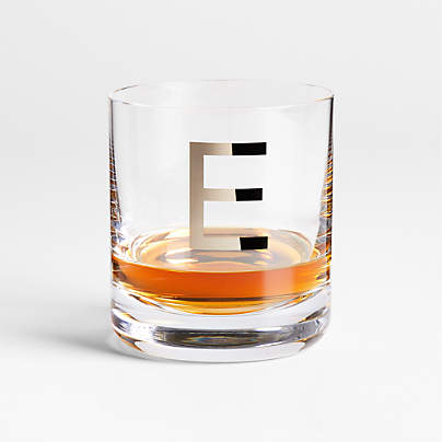 "E" Monogrammed Double Old-Fashioned Glass