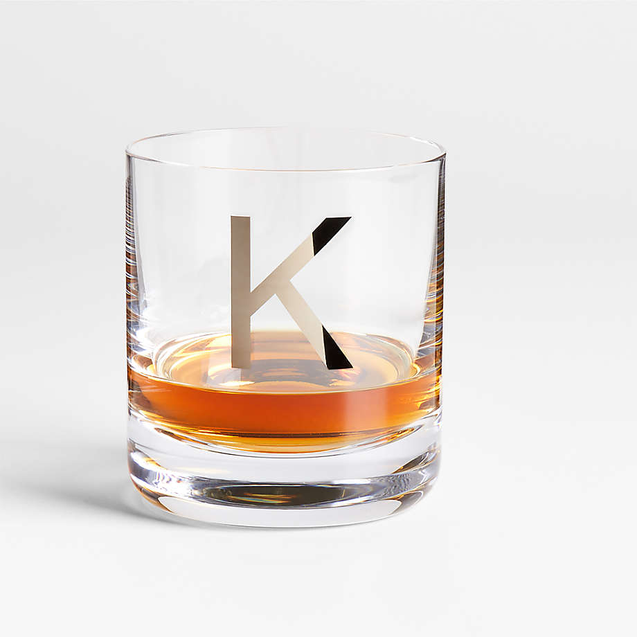 "K" Monogrammed Double OldFashioned Glass + Reviews Crate & Barrel