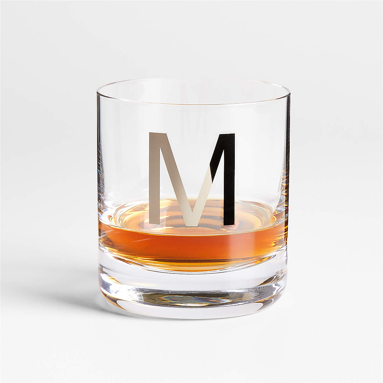 "M" Monogrammed Double OldFashioned Glass + Reviews Crate & Barrel