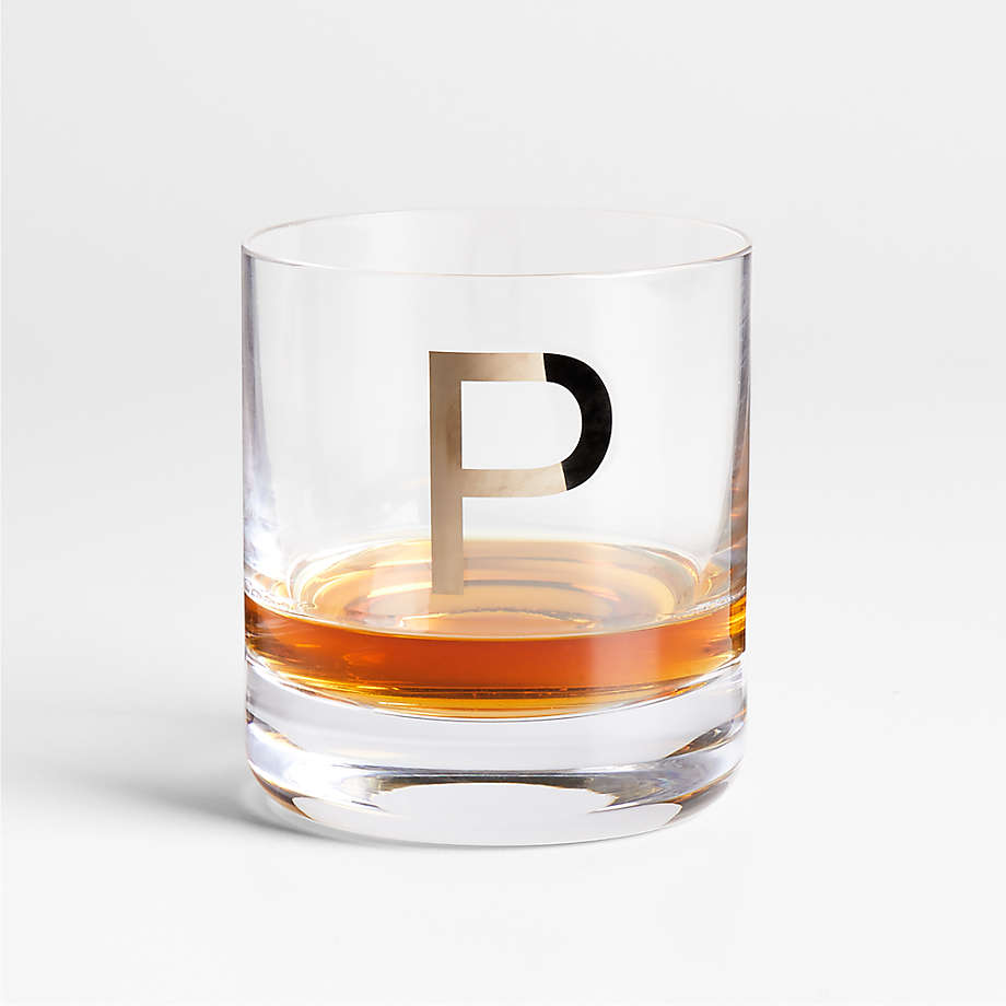 "P" Monogrammed Double OldFashioned Glass + Reviews Crate & Barrel Canada