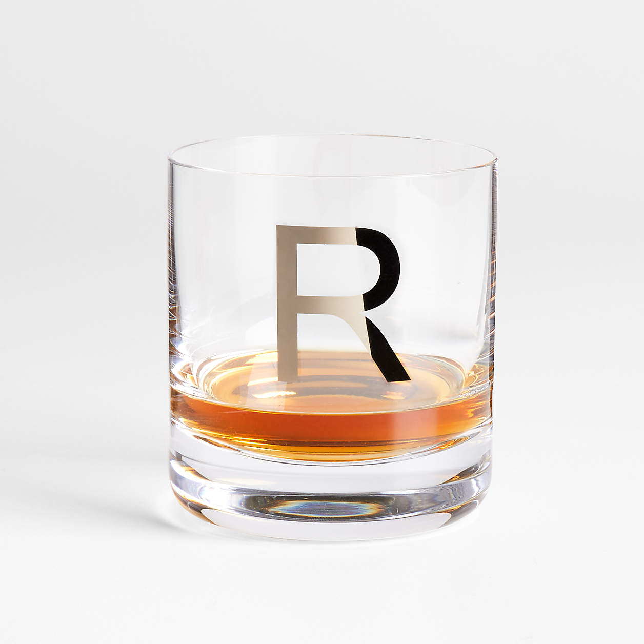 "R" Monogrammed Double OldFashioned Glass + Reviews Crate & Barrel