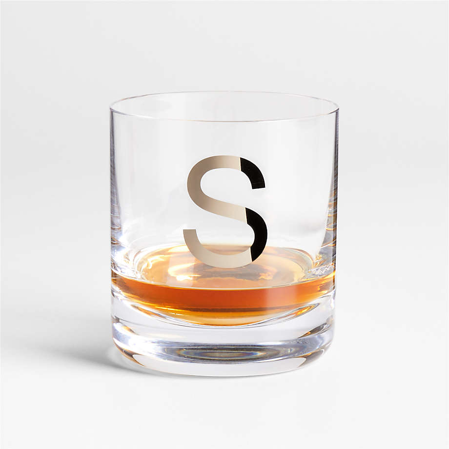 "S" Monogrammed Double Old-Fashioned Glass (Open Larger View)
