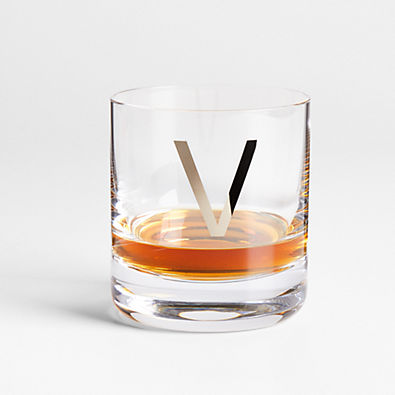 View "V" Monogrammed Double Old-Fashioned Glass details