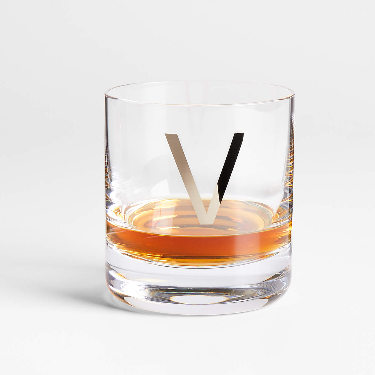 "V" Monogrammed Double OldFashioned Glass Crate and Barrel