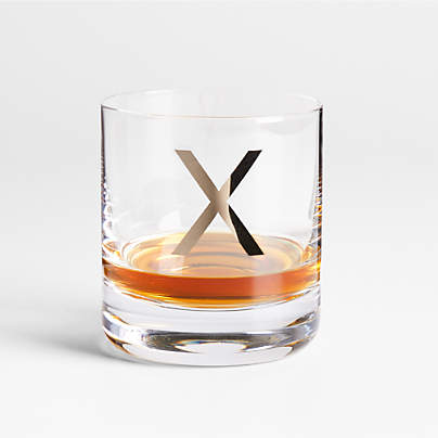 "X" Monogrammed Double Old-Fashioned Glass