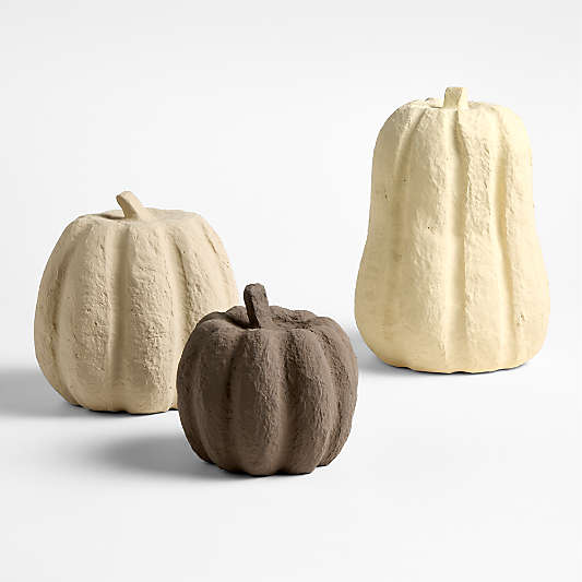 Monroe Small Wide Paper Mache Pumpkin