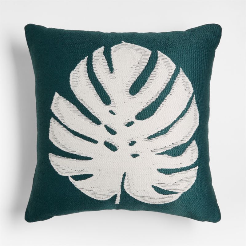 Monstera Jacquard 20"x20" Sea Green Outdoor Throw Pillow - image 0 of 5