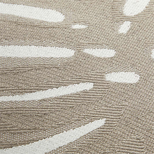 Monstera Jacquard 20"x20" Loggia Tan Outdoor Throw Pillow