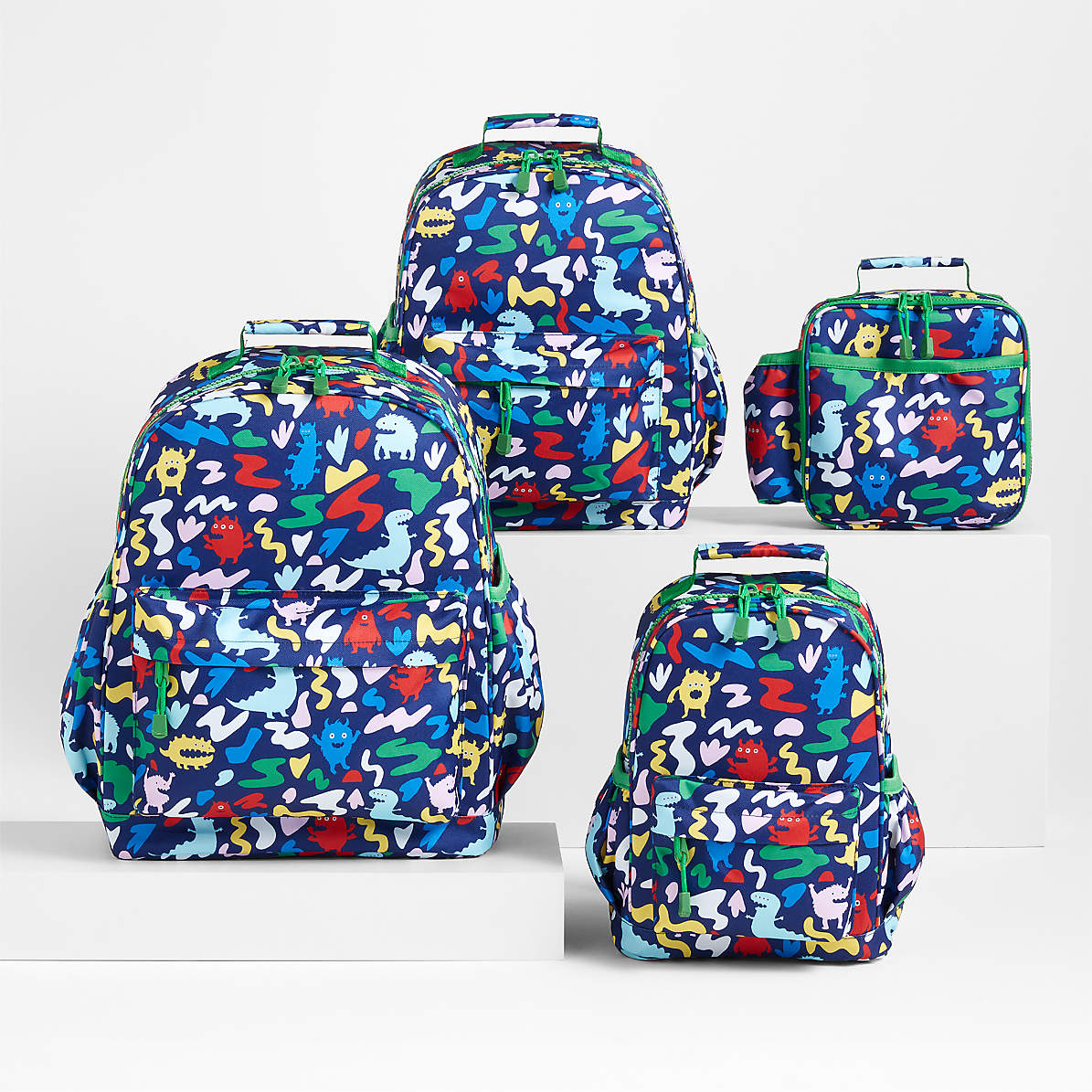 Kid's Quilted Camo Backpack & Lunch Box Set - Navy - Navy