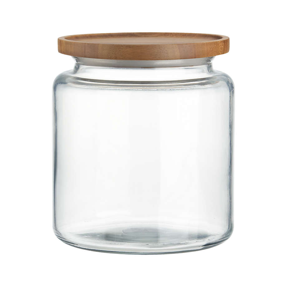 Acacia Storage Container - Large, Tall Glass Jar
