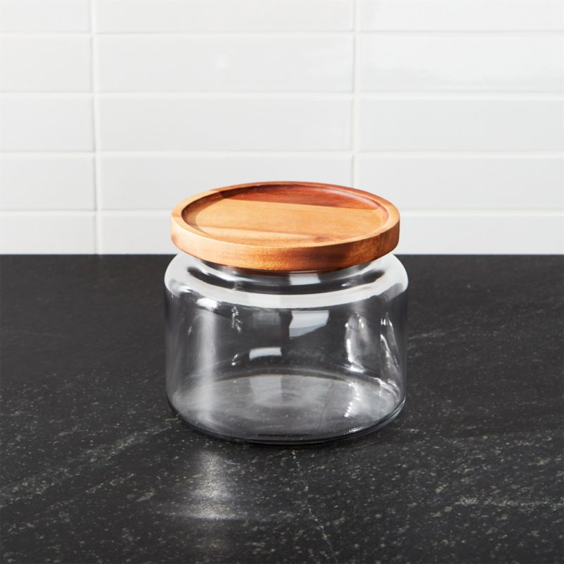 1 1/2 Quart Modern Montana Jar with Wooden Acacia Lid | 4 Pack