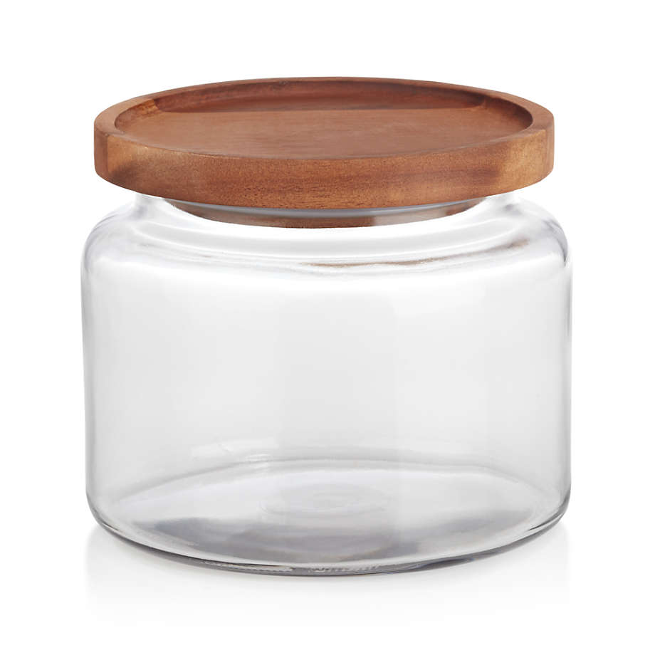 1 1/2 Quart Modern Montana Jar with Wooden Acacia Lid | 4 Pack