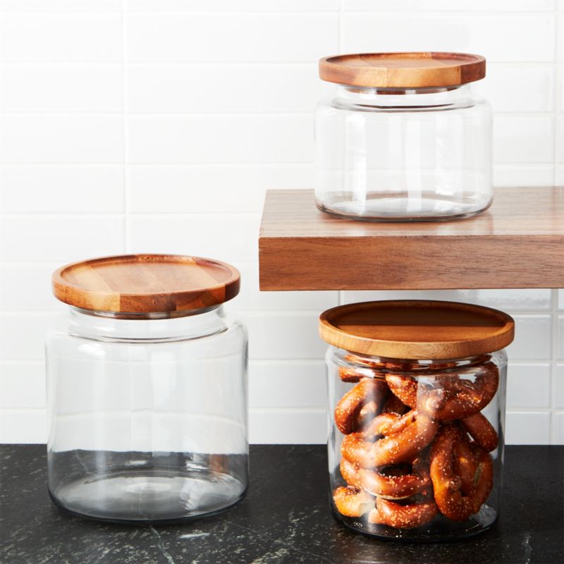 Large Glass Storage Canister with Black Wood Top - Hudson Grace