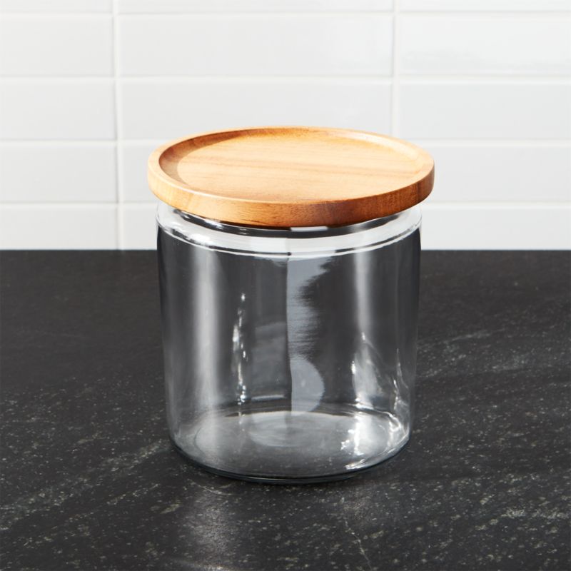1 1/2 Quart Modern Montana Jar with Wooden Acacia Lid | 4 Pack